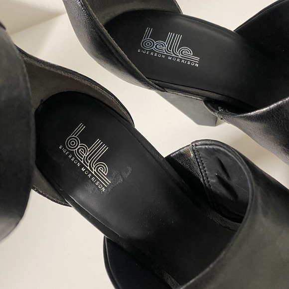 NWOB Sigerson Morrison Forum Sandal Black Leather Open Toe Cone Heel Ank… - Picture 3 of 8